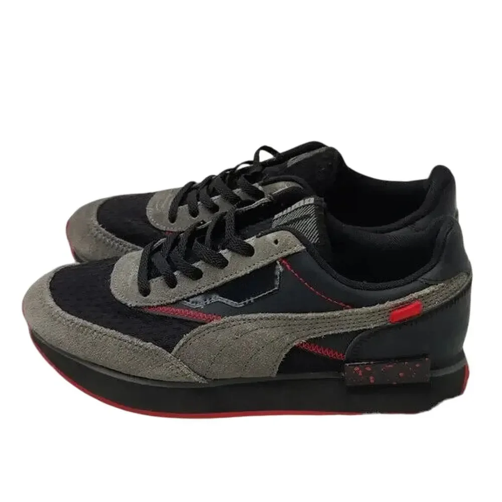 Puma ladies Black Gray Lace Up Sneaker  Sz 6.5 C READ